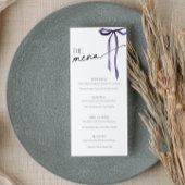 結び目を結ぶ紫色の弓ブライダルシャワーメニューカード