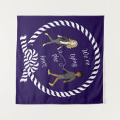 結び目を結ぶ 海洋色のアニメ タペストリー (正面(横))