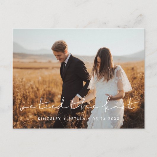 結び目を結んだミニマルな手書き写真 ポストカード (正面)