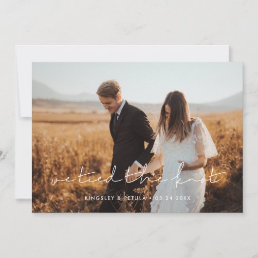 結び目を結んだ手書きのミニマル写真 案内状 (正面)