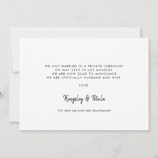 結び目を結んだ手書きのミニマル写真 案内状 (裏面)