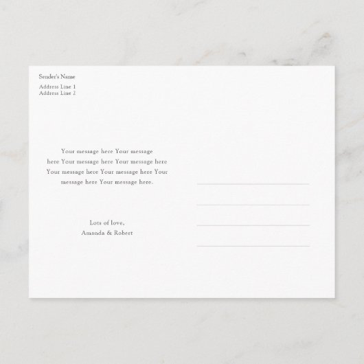 結び目を結んだ!写真モダンのエロ結婚ペメント 案内ポストカード (裏面)