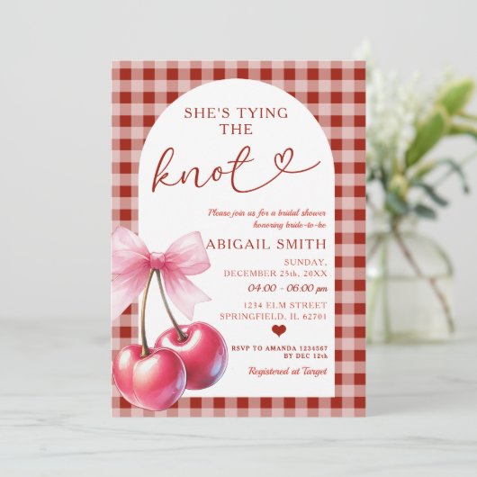 結び目を結んでいるさくらんぼジンジャムシャワー 招待状 (スタンド正面)
