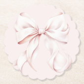 結び目を結んでいるピンクの弓 ペーパーコースター (正面)