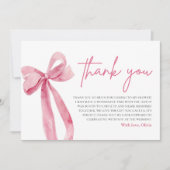 結び目を結んでいるピンクボウサンキューカード 招待状 (正面)