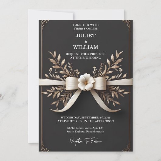 結び目を結んでいるフローラのかわいい結婚ロープ 招待状 (正面)