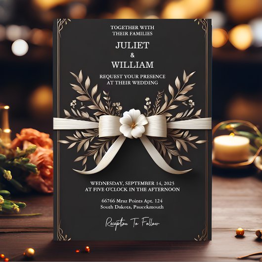 結び目を結んでいるフローラのかわいい結婚ロープ 招待状