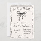 結び目を結んでいる手引き弓ブライダルシャワー 招待状 (正面)