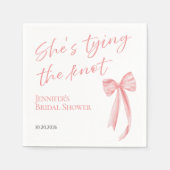 結び目を結んでいる | ピンクボウブライダルシャワー スタンダードカクテルナプキン (正面)