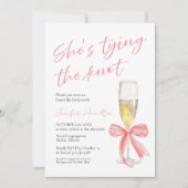 結び目を結んでいる | ピンクボウブライダルシャワー 招待状 (正面)