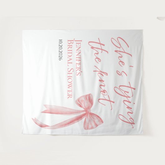 結び目を結んでいる | ブライダルシャワーの背景 タペストリー (正面(横))