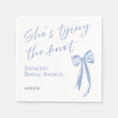 結び目を結んでいる | ブルーボウブライダルシャワー スタンダードカクテルナプキン (正面)