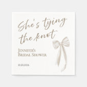 結び目を結んでいる | ホワイトボウブライダルシャワー スタンダードカクテルナプキン (正面)