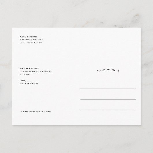 結び目を結モダンぶ写真日付を保存 案内ポストカード (裏面)