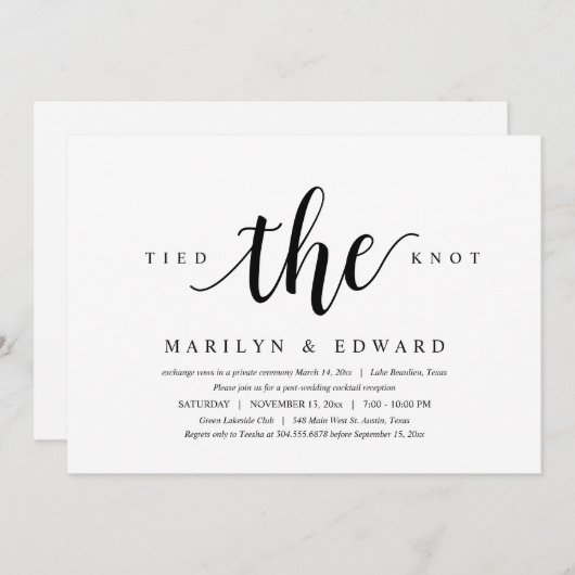 結び目を結モダンんだ結婚ポストの駆け落ち 招待状 (正面/裏面)