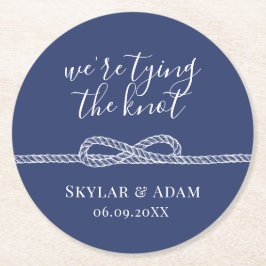 結び目を航海の青く結ぶ-日付を救う ラウンドペーパーコースター