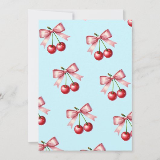 結び目コケットさくらんぼブライダルシャワー 招待状 (裏面)