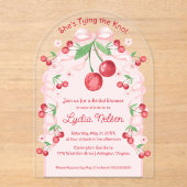 結び目コケットさくらんぼブライダル アクリル招待状 (正面)