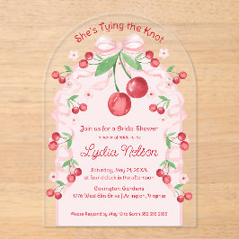 結び目コケットさくらんぼブライダル アクリル招待状
