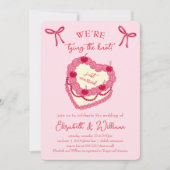 結び目コケットさくらんぼ結婚 招待状 (正面)