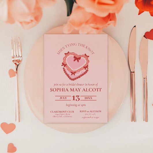 結び目コケットケーキブライダルシャワー 招待状