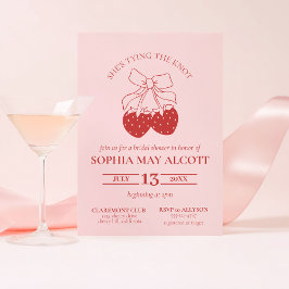 結び目コケットストロベリーブライダルシャワー 招待状