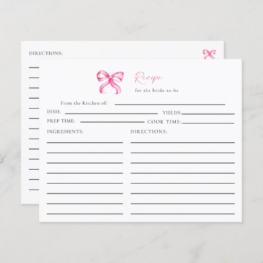 結び目コケットブライダルシャワーレシピ (正面/裏面)