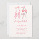結び目コケット弓ブライダルシャワー 招待状 (正面)