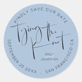 結び目スクリプトのダスティブルー日付を保存 ラウンドシール