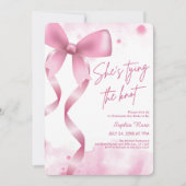 結び目ソフトピンクボウブライダルシャワー 招待状 (正面)