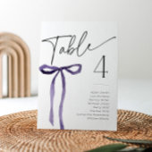 結び目テーブル番号名札を結ぶパープルボウ 招待状