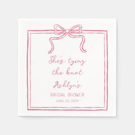 結び目ナプキンを結ぶピンクの手描きシーズ スタンダードカクテルナプキン