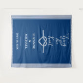 結び目ネイビー航海のブルー写真背景 タペストリー (正面(横))