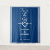 結び目ネイビー航海のブルー写真背景 タペストリー (正面)