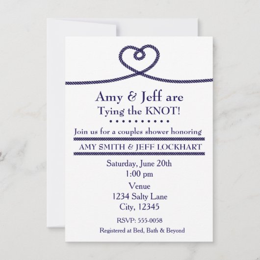 結び目ハートウェディングシャワー招待状 招待状 (正面)