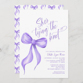 結び目パープルボウブライダルシャワー 招待状