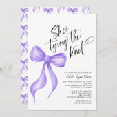 結び目パープルボウブライダルシャワー 招待状 (正面/裏面)