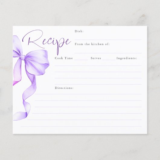 結び目パープルボウブライダルレシピカード (正面)