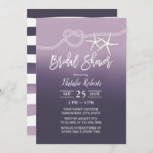 結び目ビーチヒトパープルブライダルシャワー 招待状 (正面/裏面)
