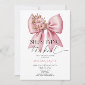 結び目ピンクのフローラ弓ブライダルシャワー 招待状 (正面)