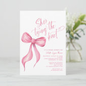 結び目ピンクのリボンブライダルシャワー 招待状 (スタンド正面)