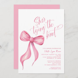 結び目ピンクのリボンブライダルシャワー 招待状