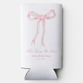 結び目ピンクの弓のブライダルシャワー スリム缶クーラー (裏面)