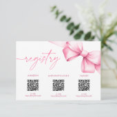 結び目ピンクの弓シャワーレジストリ エンクロージャーカード (スタンド正面)