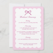 結び目ピンクの弓バチェロレッテ 招待状 (裏面)