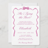 結び目ピンクの弓バチェロレッテ 招待状 (正面)