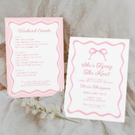結び目ピンクの弓バチェロレッテ 招待状