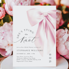 結び目ピンクの弓ブライダルシャワー招待状 招待状
