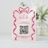 結び目ピンクの弓ブライダルシャワー エンクロージャーカード (スタンド正面)