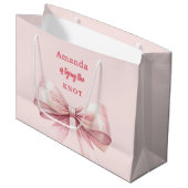 結び目ピンクの弓ブライダルシャワー ラージペーパーバッグ (正面アングル)